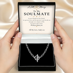 Soulmate necklace gift with example personalised message card