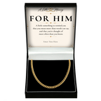 The Cuban Chain Necklace in gold tone, men's personalised gift in a gift box with a message card