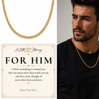 18k gold plated Cuban chain necklace with personalised keepsake box – men's gift necklace