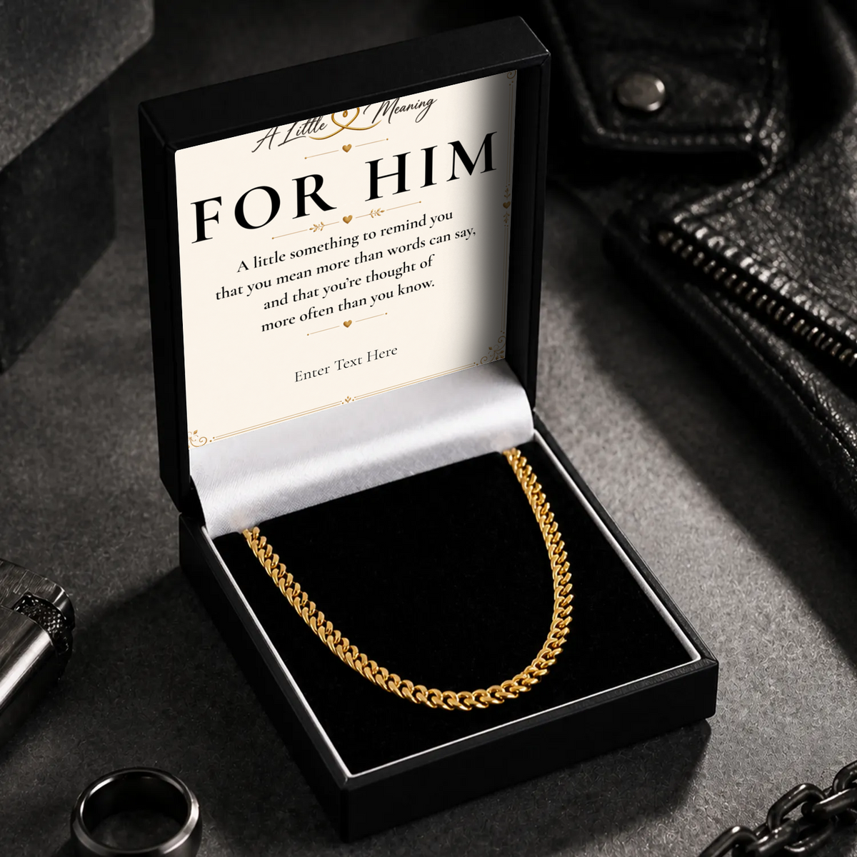 18k gold plated Cuban chain necklace with personalised keepsake box – men's gift necklace