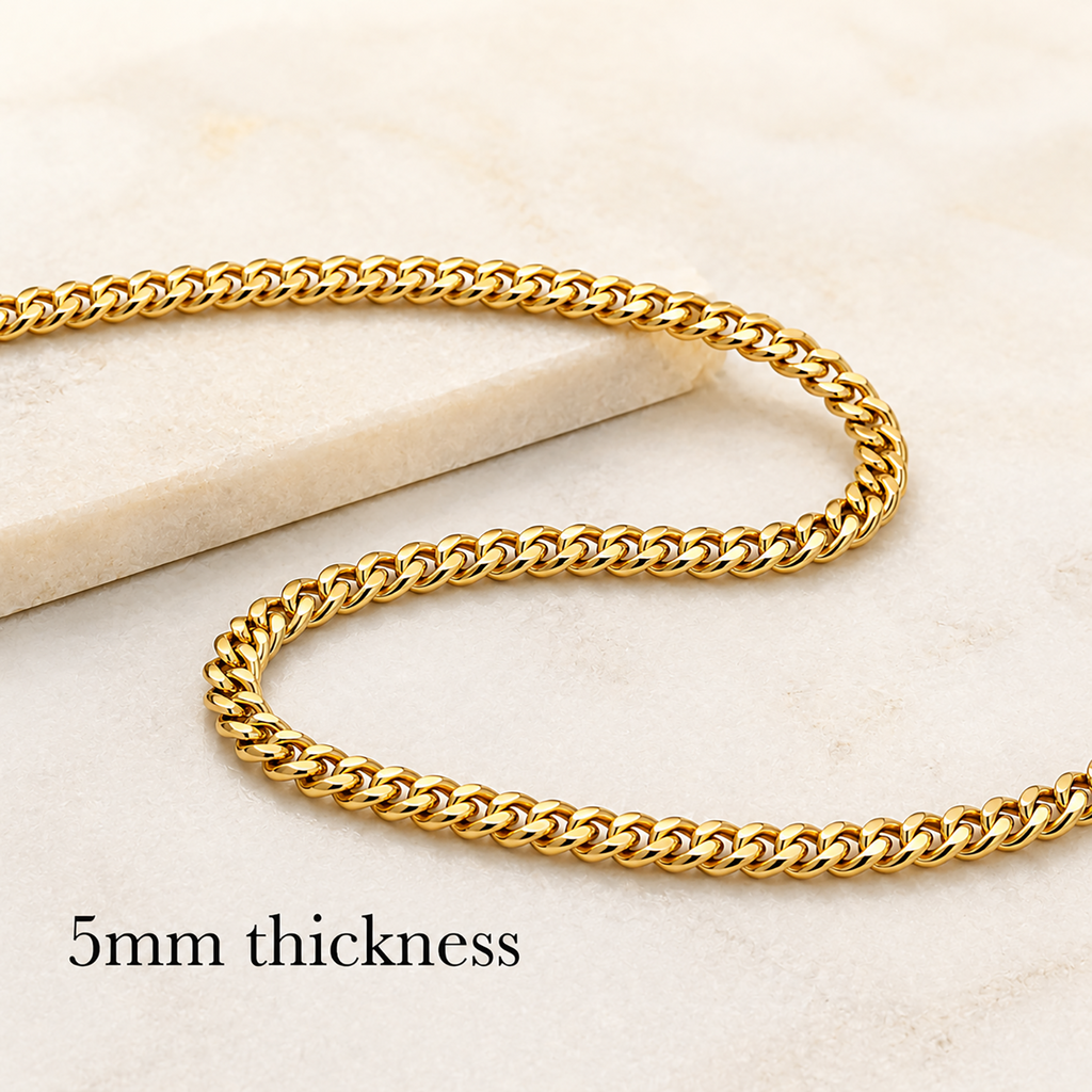18k gold plated Cuban chain necklace with personalised keepsake box – men's gift necklace