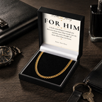 18k gold plated Cuban chain necklace with personalised keepsake box – men's gift necklace