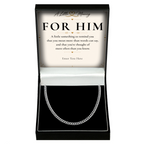 The Cuban Chain Necklace in silver-tone steel, men's personalised gift in a gift box with a message card