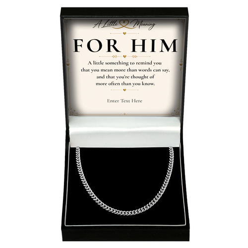The Cuban Chain Necklace in silver-tone steel, men's personalised gift in a gift box with a message card