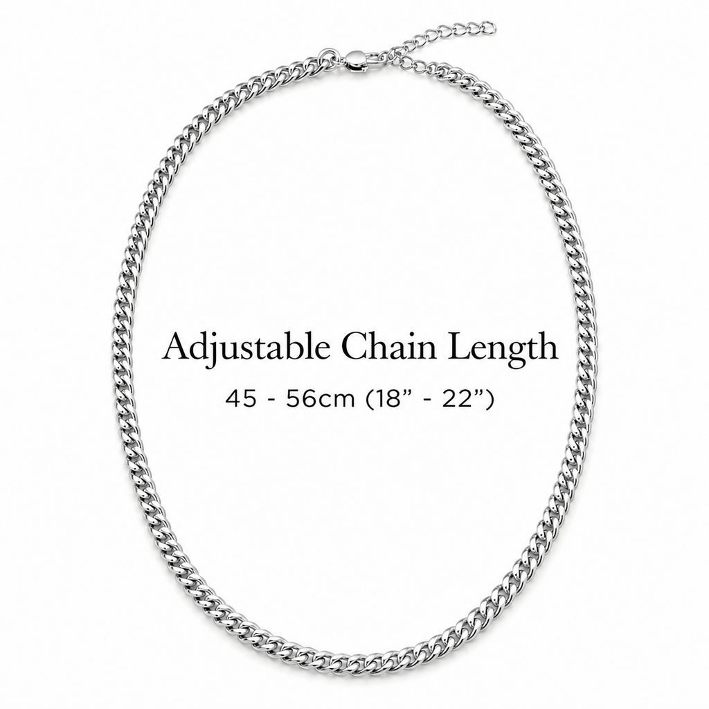 Stainless steel Cuban chain necklace with personalised keepsake box – men's gift necklace