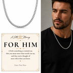 Stainless steel Cuban chain necklace with personalised keepsake box – men's gift necklace