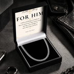 Stainless steel Cuban chain necklace with personalised keepsake box – men's gift necklace