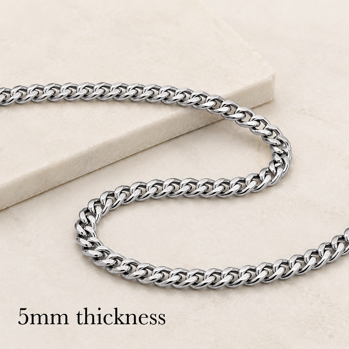 Stainless steel Cuban chain necklace with personalised keepsake box – men's gift necklace