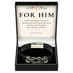 The Infinity Knot Bracelet: men's woven bracelet with infinity knot in a gift box with a personalised message card
