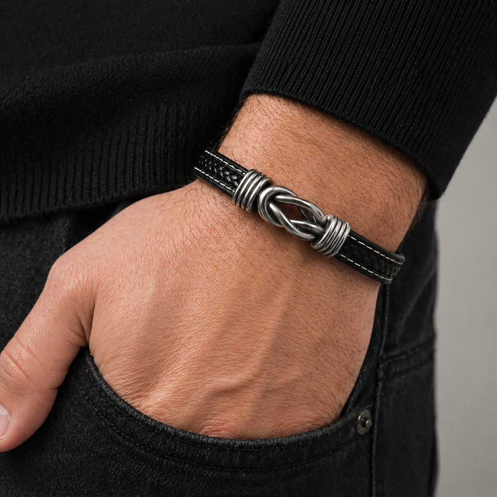 Infinity Knot bracelet with personalised keepsake box – men's gift bracelet