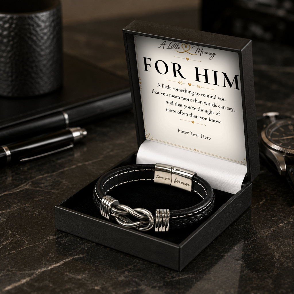 Infinity Knot bracelet with personalised keepsake box – men's gift bracelet