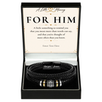The Eternal Bond Bracelet: men's braided bracelet in a gift box with a personalised message card