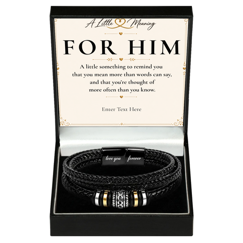 The Eternal Bond Bracelet: men's braided bracelet in a gift box with a personalised message card
