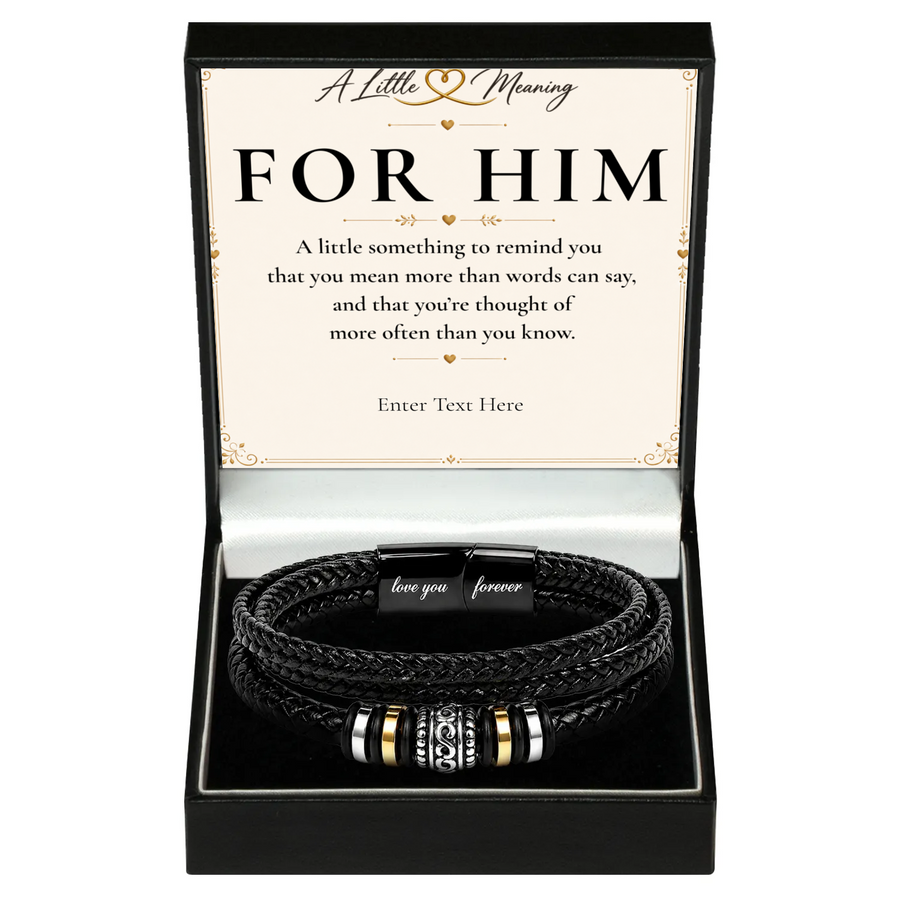 The Eternal Bond Bracelet: men's braided bracelet in a gift box with a personalised message card