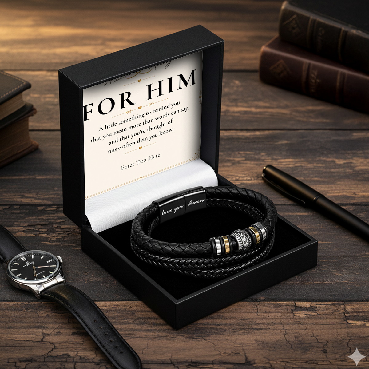 Eternal Bond braided bracelet with personalised keepsake box – men's gift bracelet