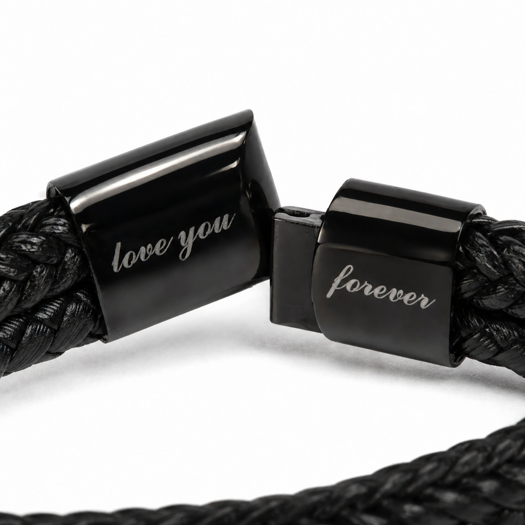 Eternal Bond braided bracelet with personalised keepsake box – men's gift bracelet