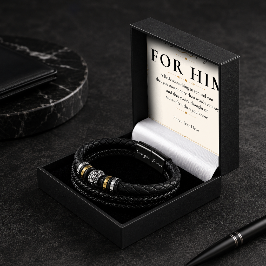 Eternal Bond braided bracelet with personalised keepsake box – men's gift bracelet