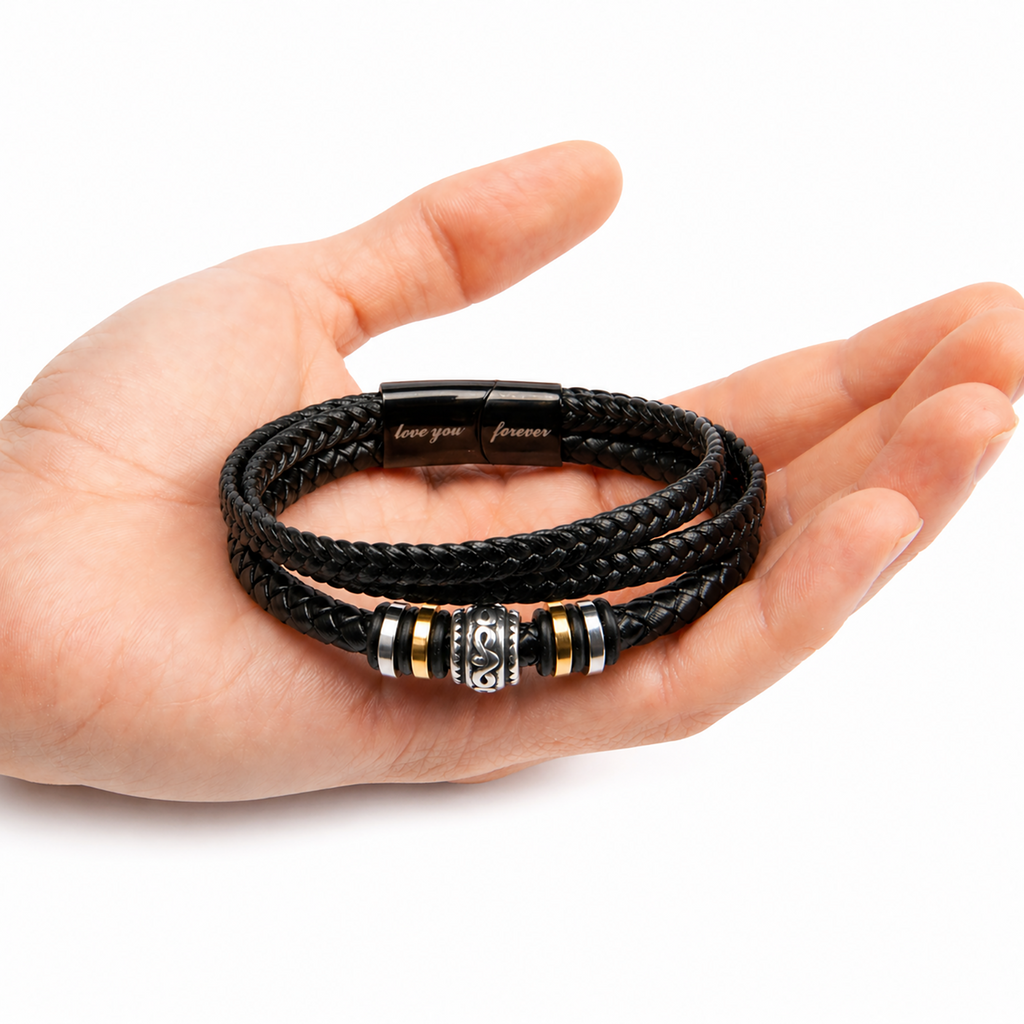 Eternal Bond braided bracelet with personalised keepsake box – men's gift bracelet