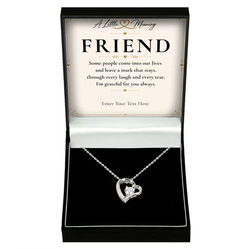 The Eternal Friend Necklace: crystal heart pendant in a gift box with a personalised message card