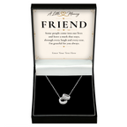 The Trinity Friend Necklace: Trinity ring pendant in a gift box with a personalised message card