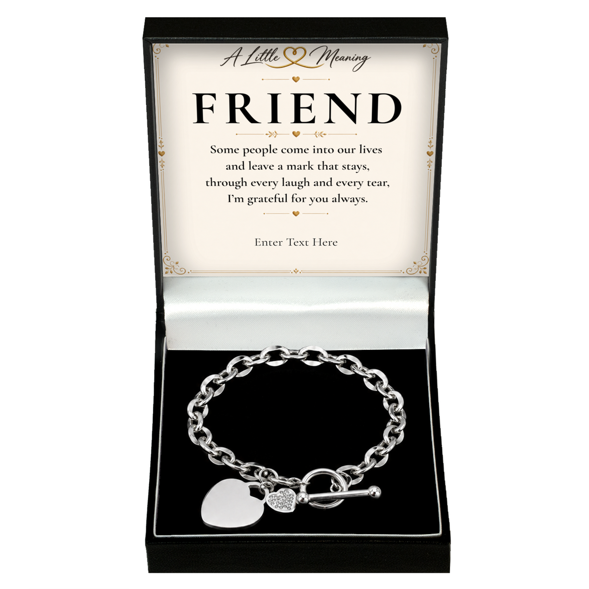 The Always Friend Bracelet: crystal heart bracelet in a gift box with a personalised message card
