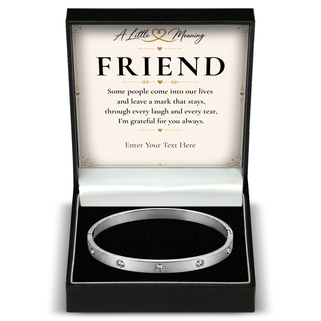 The Sparkle Friend Bracelet: crystal bangle in a gift box with a personalised message card
