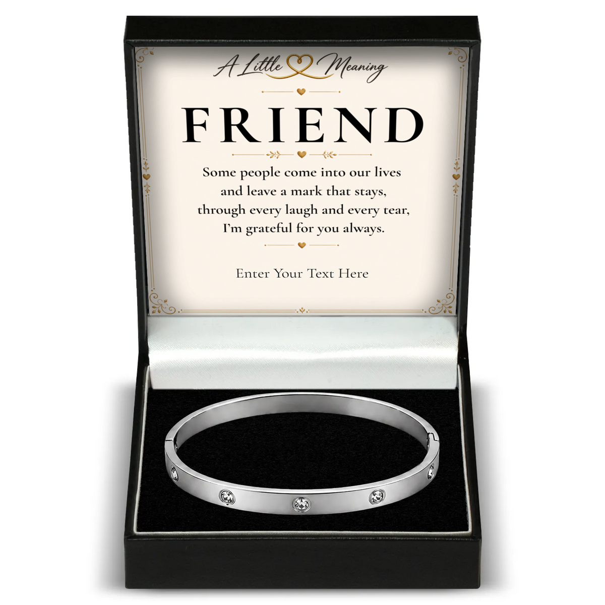 The Sparkle Friend Bracelet: crystal bangle in a gift box with a personalised message card