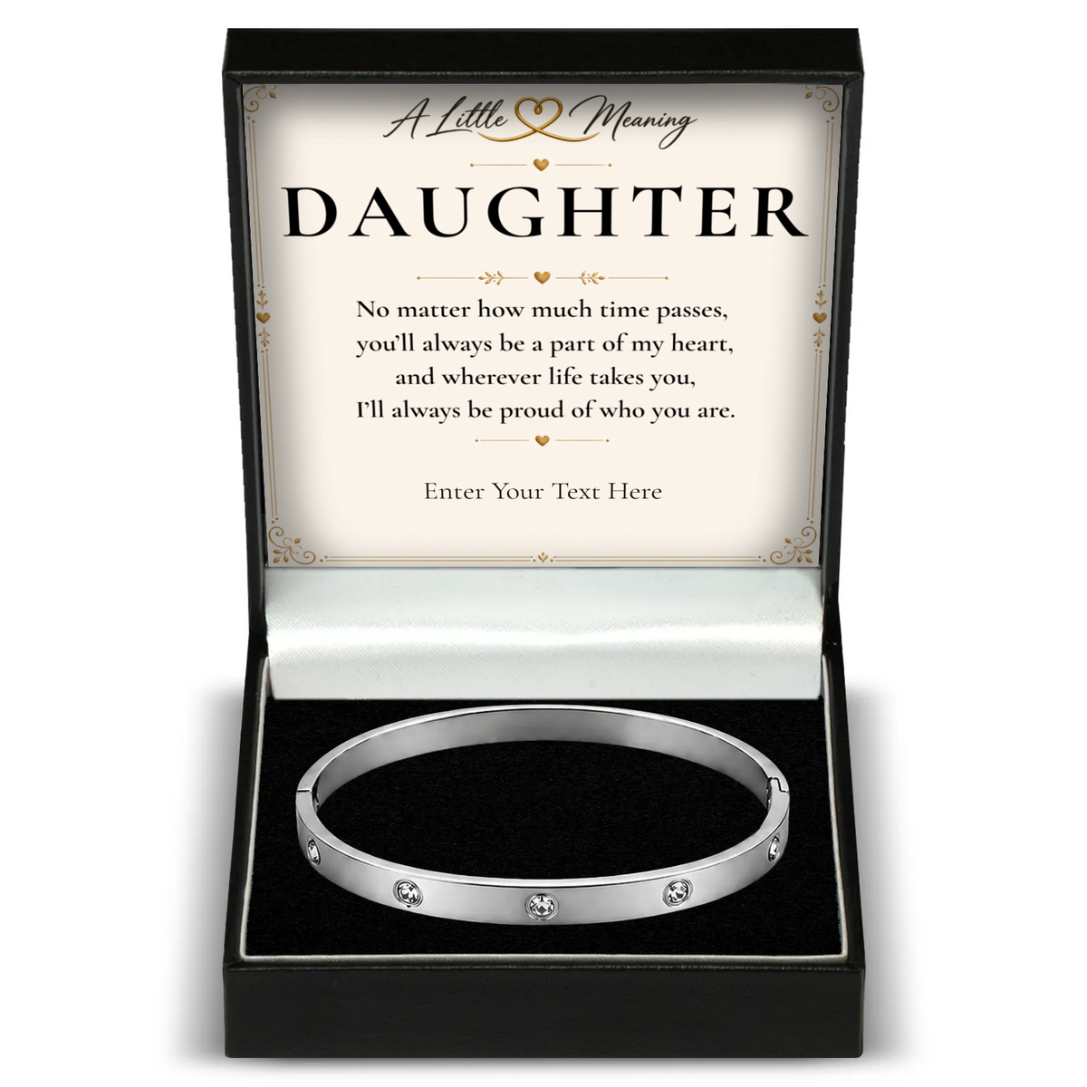 The Sparkle Daughter Bracelet: crystal bangle in a gift box with a personalised message card