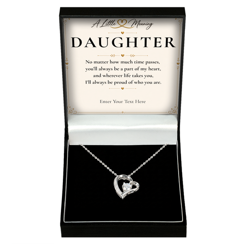 The Eternal Daughter Necklace: crystal heart pendant in a gift box with a personalised message card