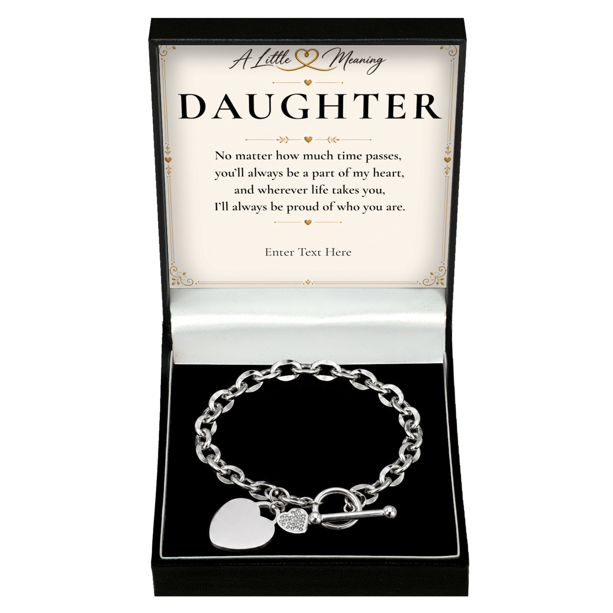 The Always Daughter Bracelet: crystal heart bracelet in a gift box with a personalised message card
