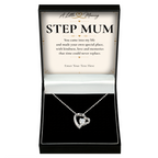 The Eternal Step Mum Necklace: crystal heart pendant in a gift box with a personalised message card