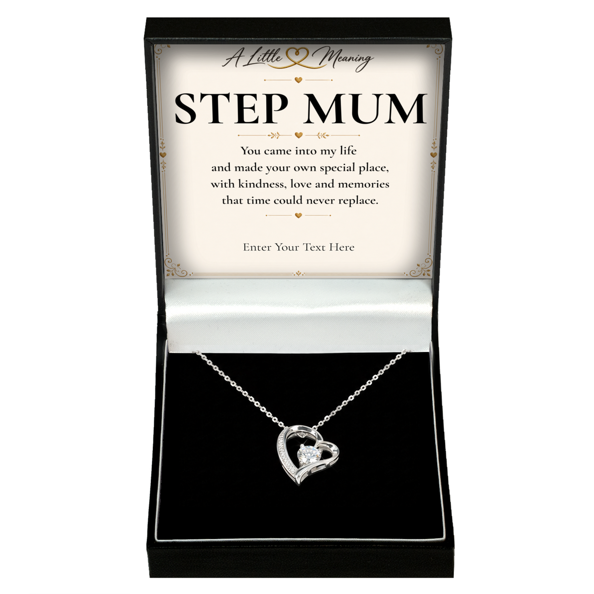 The Eternal Step Mum Necklace: crystal heart pendant in a gift box with a personalised message card