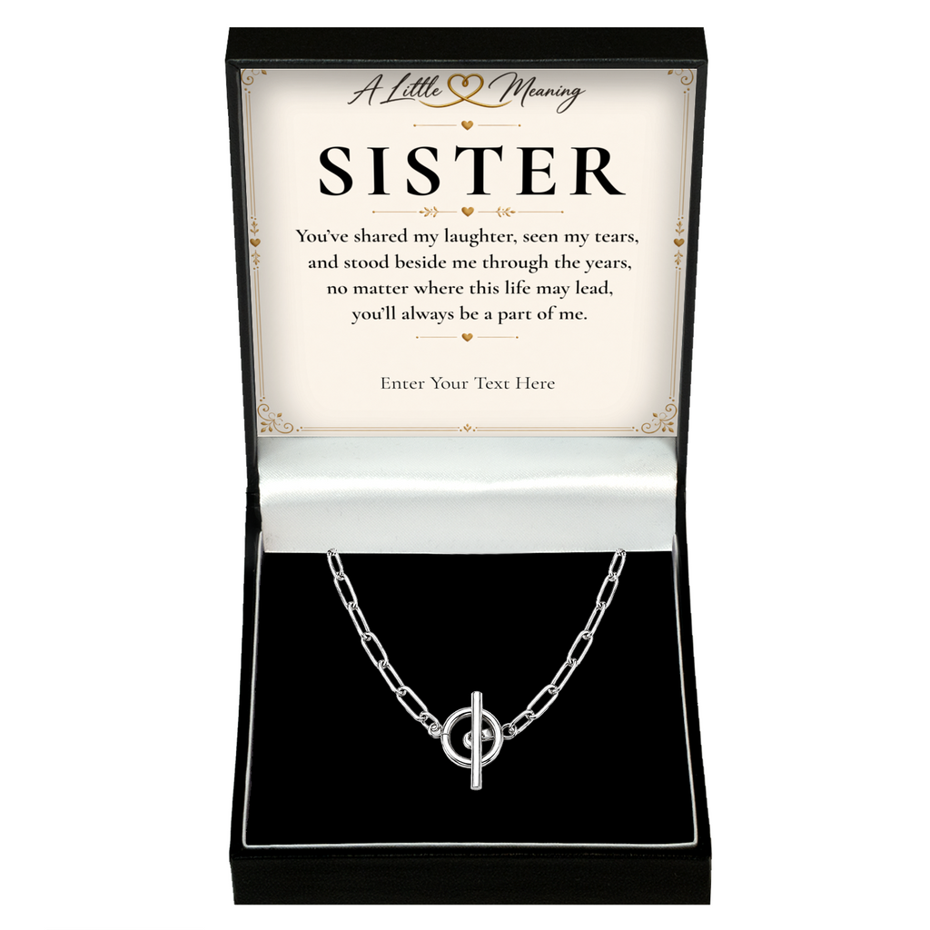 The Together Sister Necklace: link chain necklace in a gift box with a personalised message card