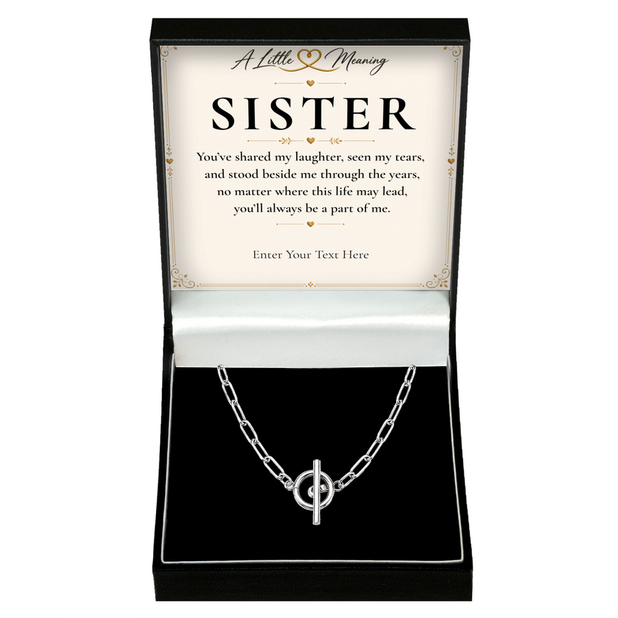 The Together Sister Necklace: link chain necklace in a gift box with a personalised message card