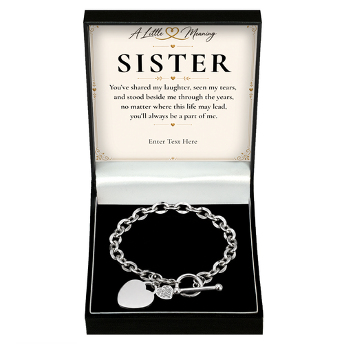 The Always Sister Bracelet: crystal heart bracelet in a gift box with a personalised message card