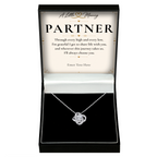 The Forever Partner Necklace: love knot pendant in a gift box with a personalised message card