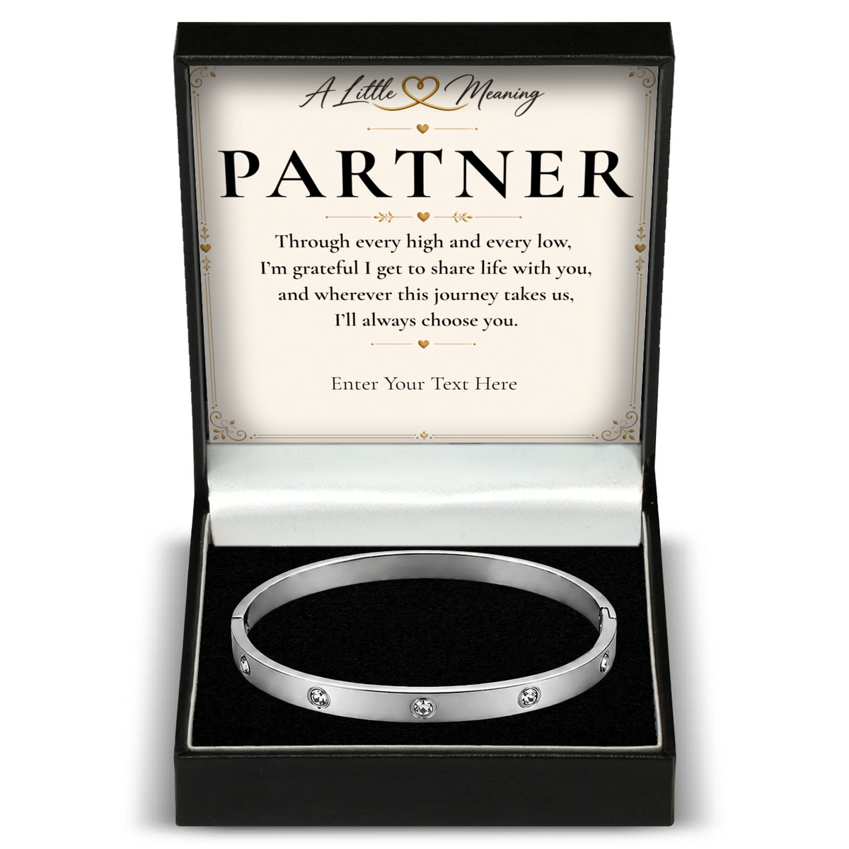 The Sparkle Partner Bracelet: crystal bangle in a gift box with a personalised message card