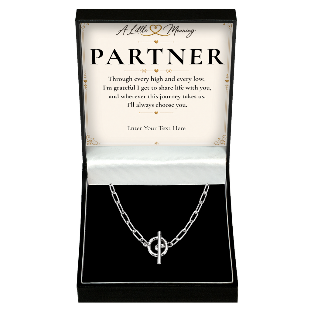 The Together Partner Necklace: link chain necklace in a gift box with a personalised message card