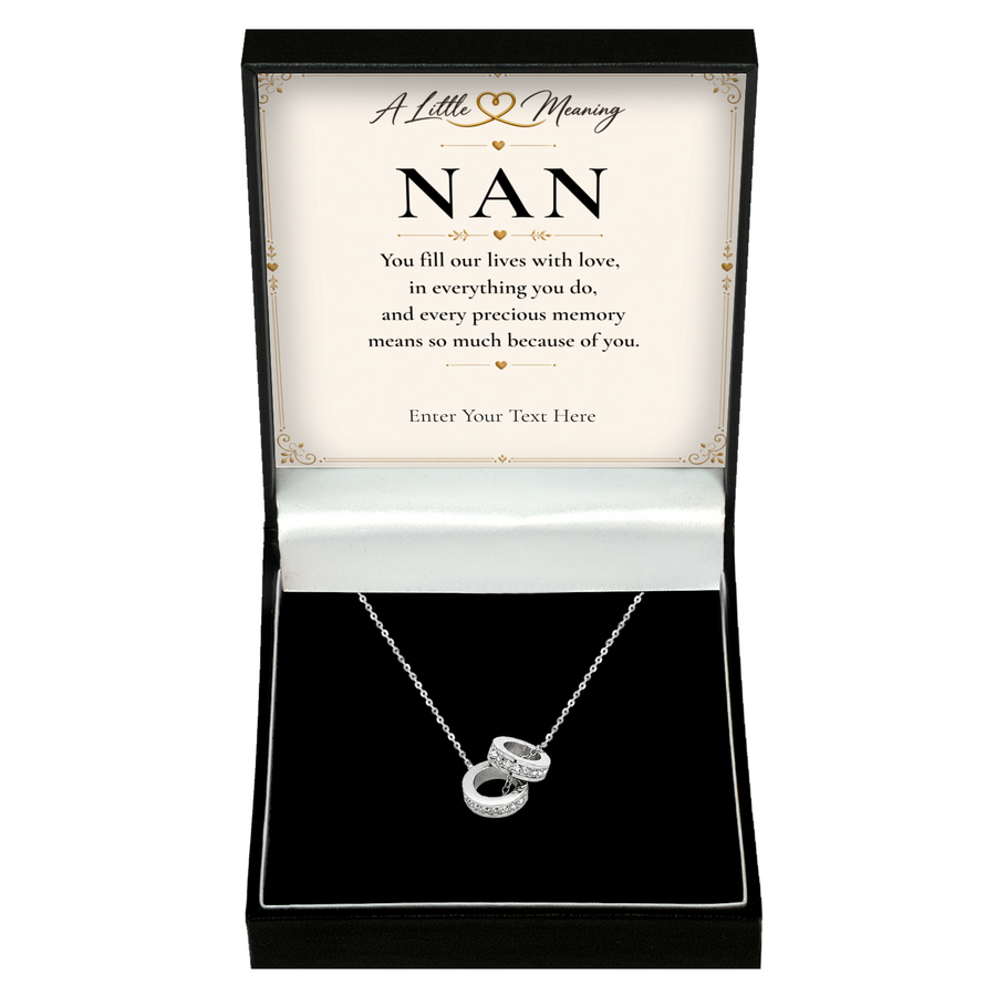 The Trinity Nan Necklace: Trinity ring pendant in a gift box with a personalised message card