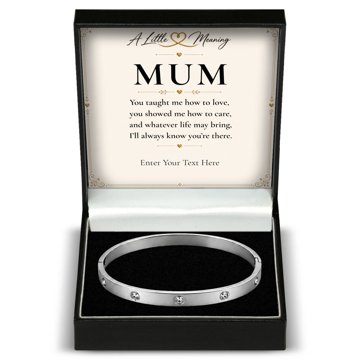 The Sparkle Mum Bracelet: crystal bangle in a gift box with a personalised message card