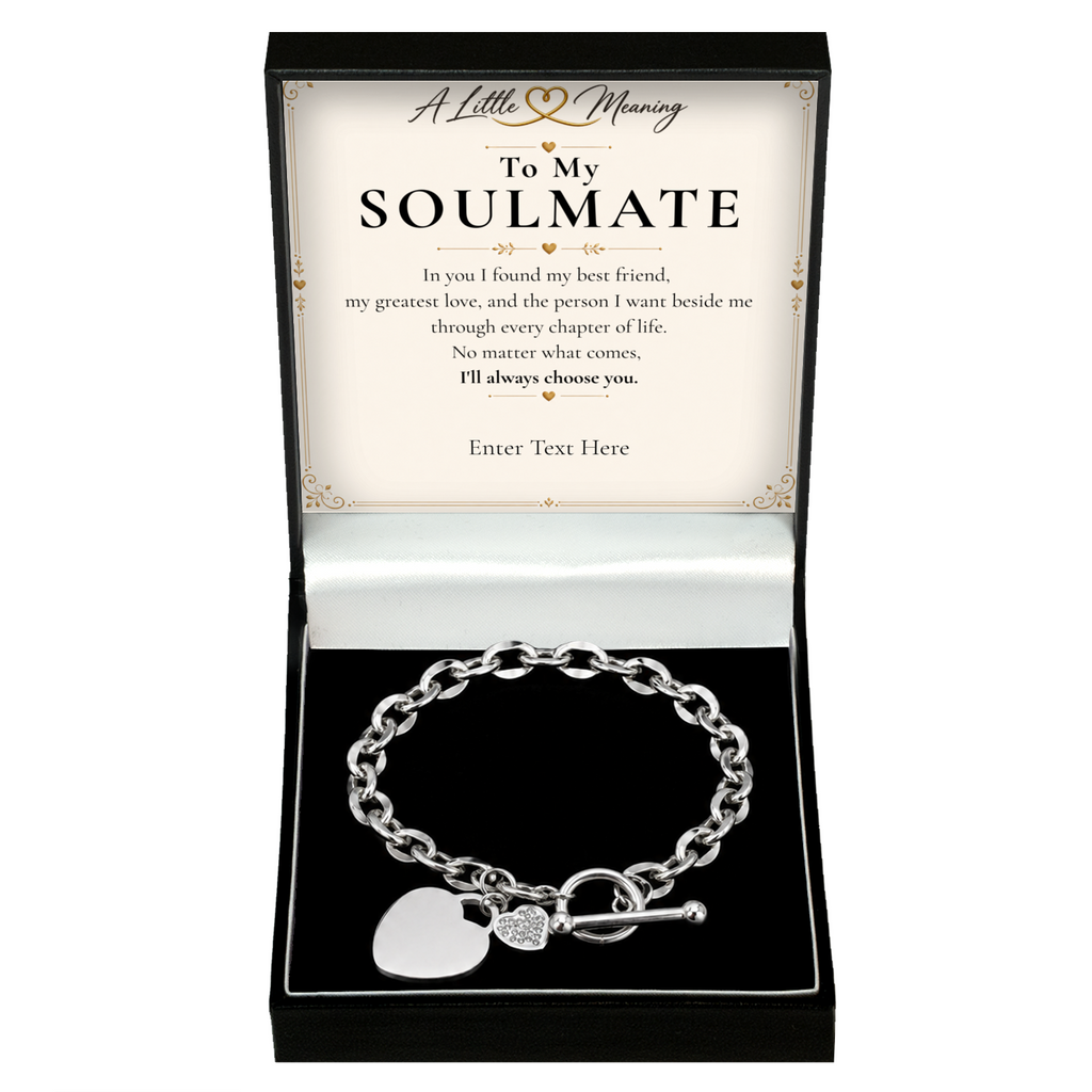 The Always Soulmate Bracelet: crystal heart bracelet in a gift box with a personalised message card