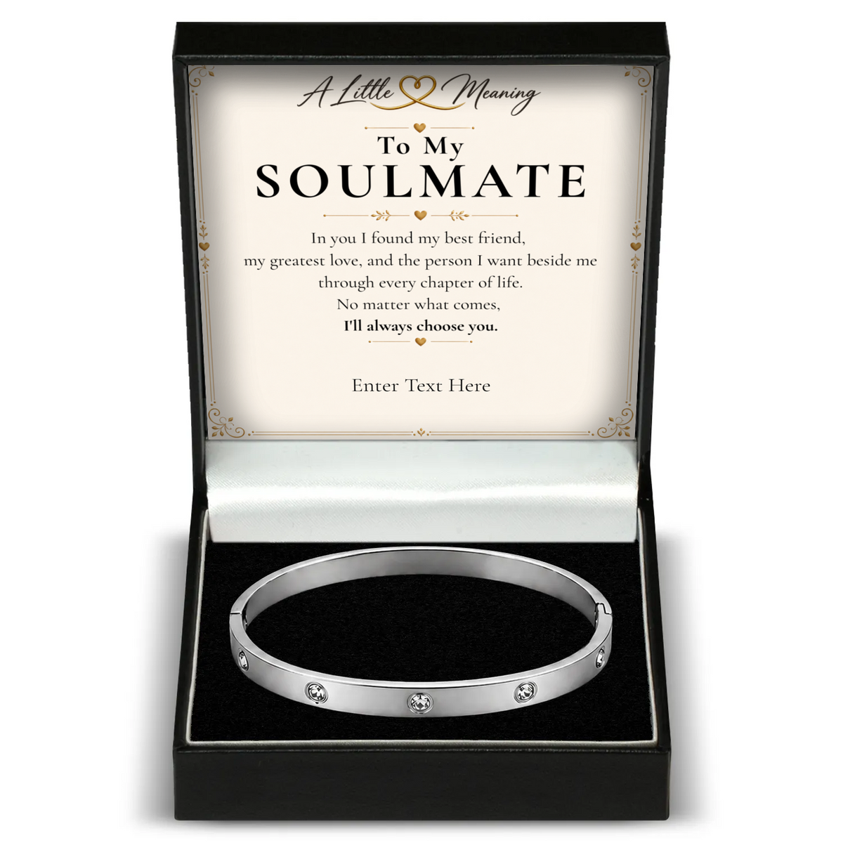 The Sparkle Soulmate Bracelet: crystal bangle in a gift box with a personalised message card