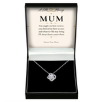 The Forever Mum Necklace: love knot pendant in a gift box with a personalised message card